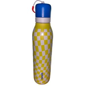 Dutch Bros x Owala FreeSip "Always Stoked" 24oz Bottle Yellow Checker Windmill